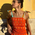 NEVER FULLY DRESSED Orange Sahara Shirred Francesca Top