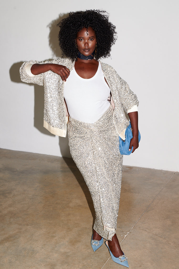 NEVER FULLY DRESSED Sequin Maxi Wrap Jaspre Skirt Petite