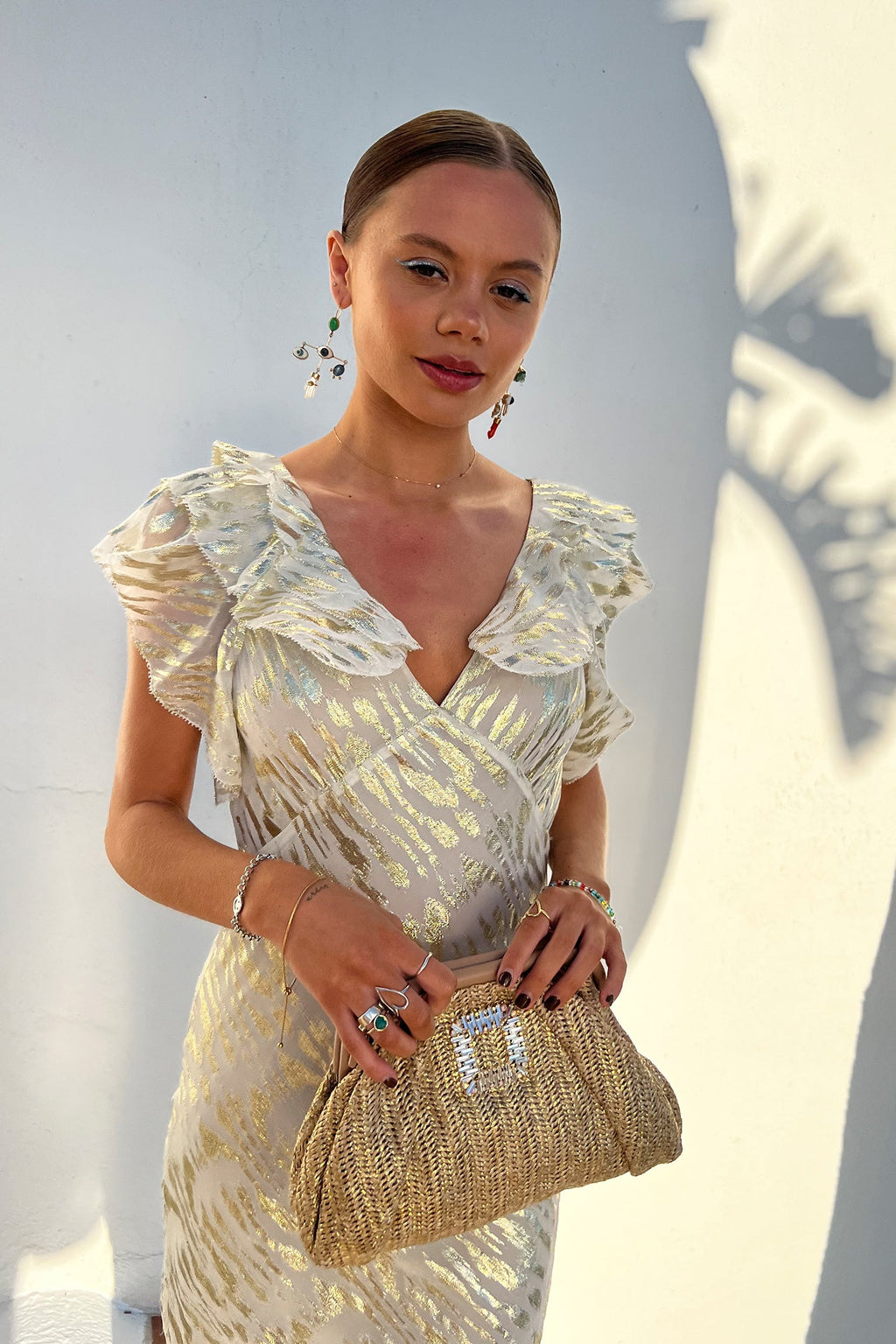 NEVER FULLY DRESSED Silver Jacquard Tilda Maxi Dress