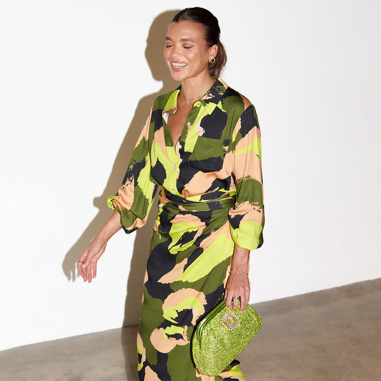 NEVER FULLY DRESSED Lime And Khaki Abstract Sami Shirt