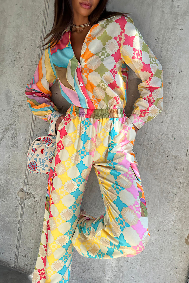 NEVER FULLY DRESSED Multi Abstract Cargo Trousers