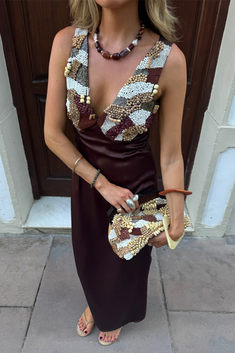 NEVER FULLY DRESSED Chocolate Beaded Allegra Dress