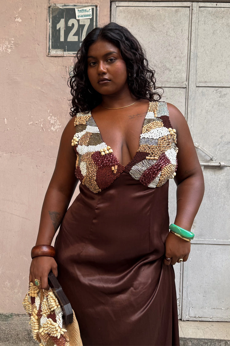 NEVER FULLY DRESSED Chocolate Beaded Allegra Dress
