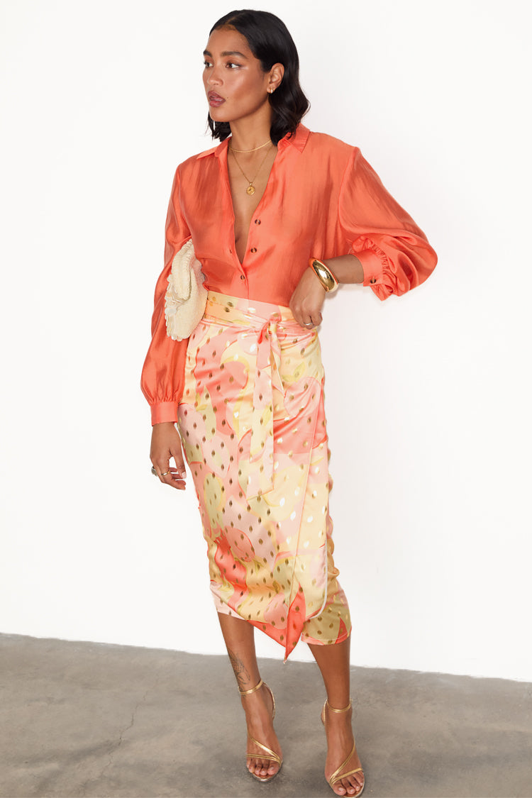 NEVER FULLY DRESSED Apricot Jaspre Wrap Skirt