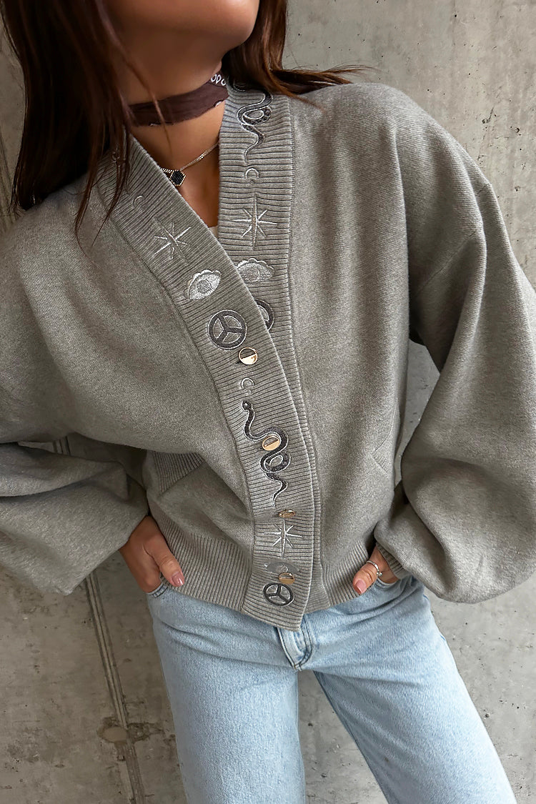 NEVER FULLY DRESSED Grey Astrid Knit Bomber