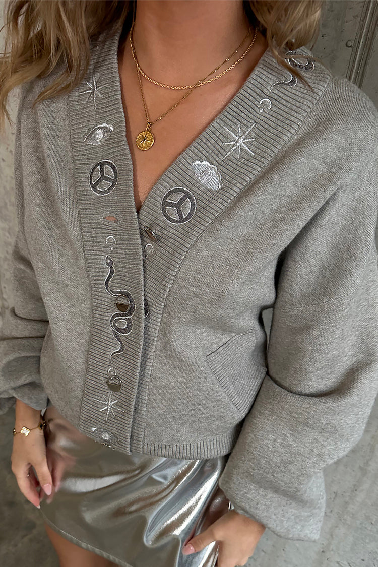NEVER FULLY DRESSED Grey Astrid Knit Bomber