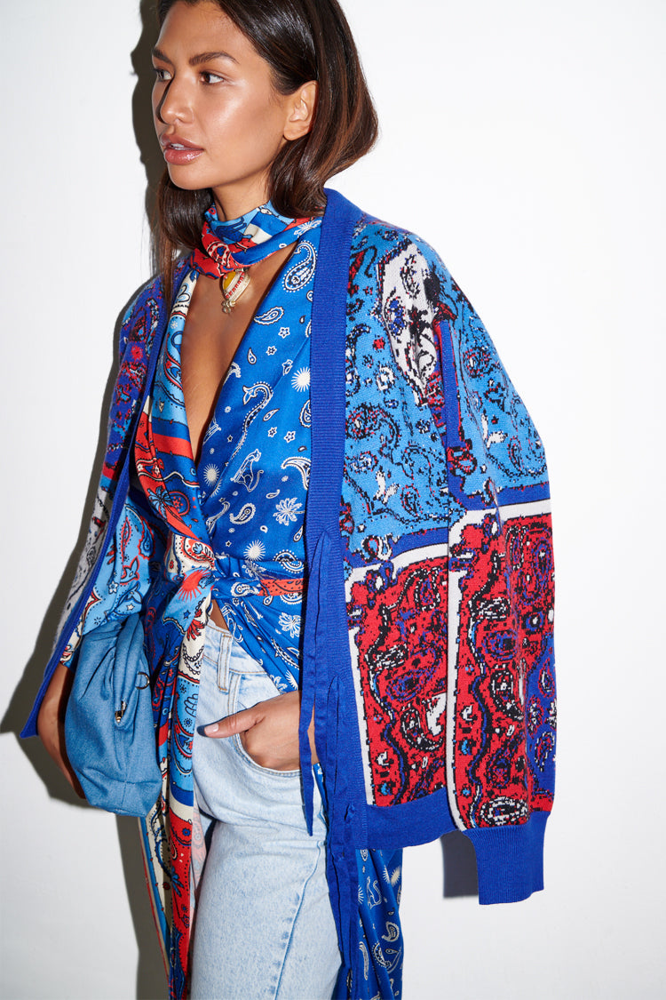  Blue Bandana Cardigan