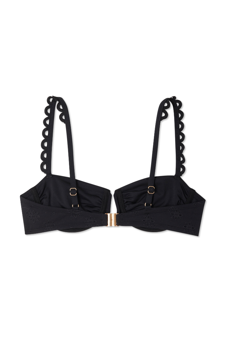 NEVER FULLY DRESSED Broderie Black Bikini Top