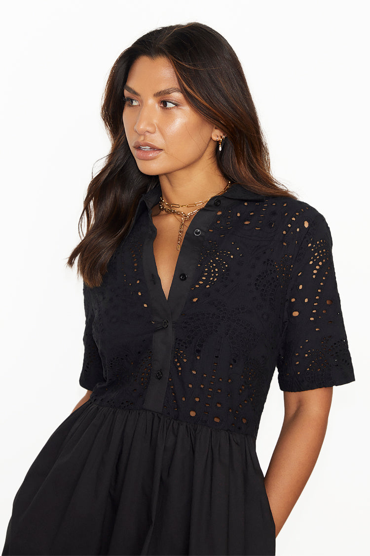 NEVER FULLY DRESSED Black Palm Broderie Hayley Dress