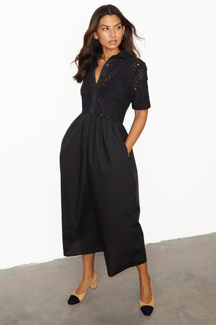 NEVER FULLY DRESSED Black Palm Broderie Hayley Dress