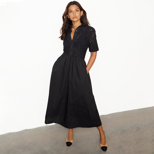 NEVER FULLY DRESSED Black Palm Broderie Hayley Dress