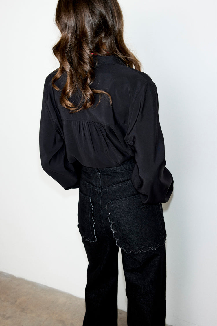 NEVER FULLY DRESSED Black Scallop Detail Jeans