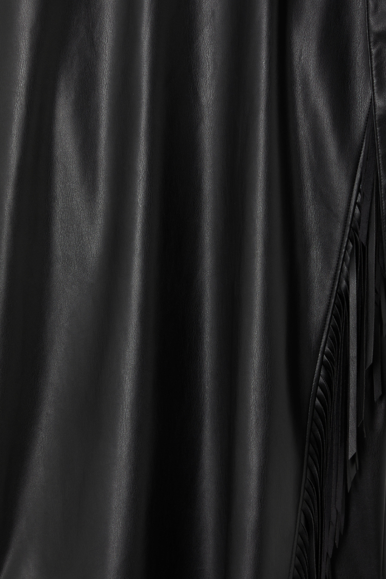 NEVER FULLY DRESSED Black Vegan Leather Mini Fringe Jaspre Skirt