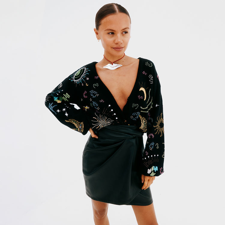 NEVER FULLY DRESSED Black Vegan Leather Mini Jaspre Skirt Petite