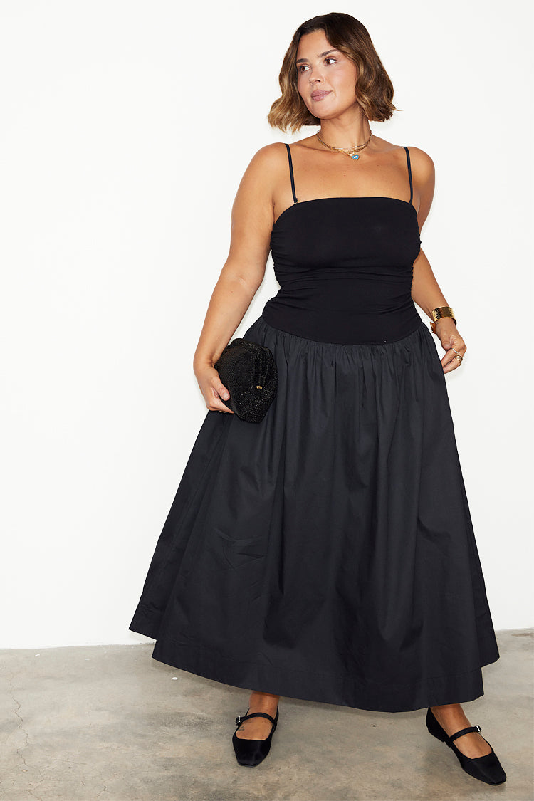 NEVER FULLY DRESSED Black Lola Mid-axi Dress
