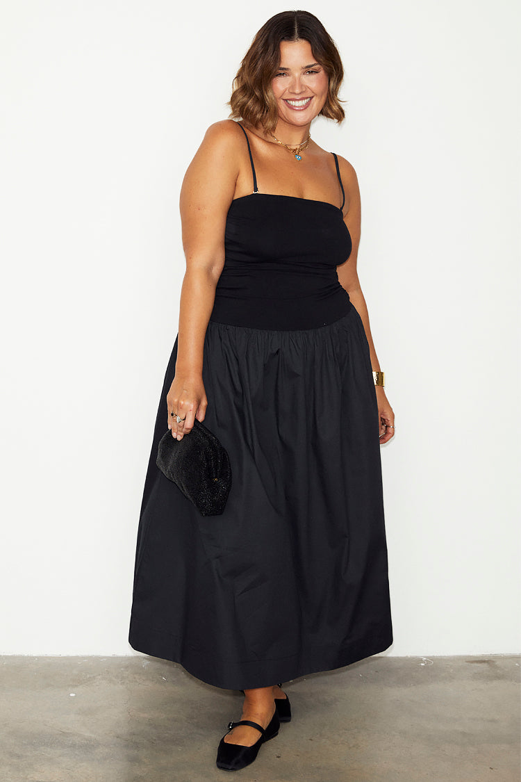 NEVER FULLY DRESSED Black Lola Mid-axi Dress