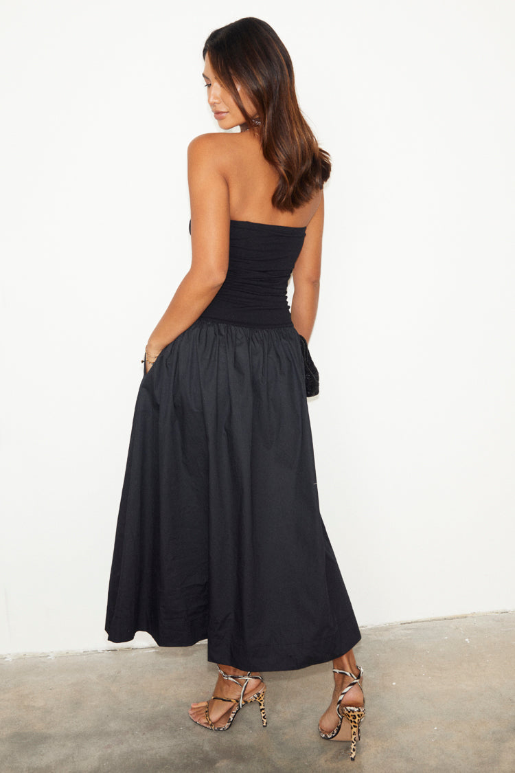 NEVER FULLY DRESSED Black Lola Mid-axi Dress