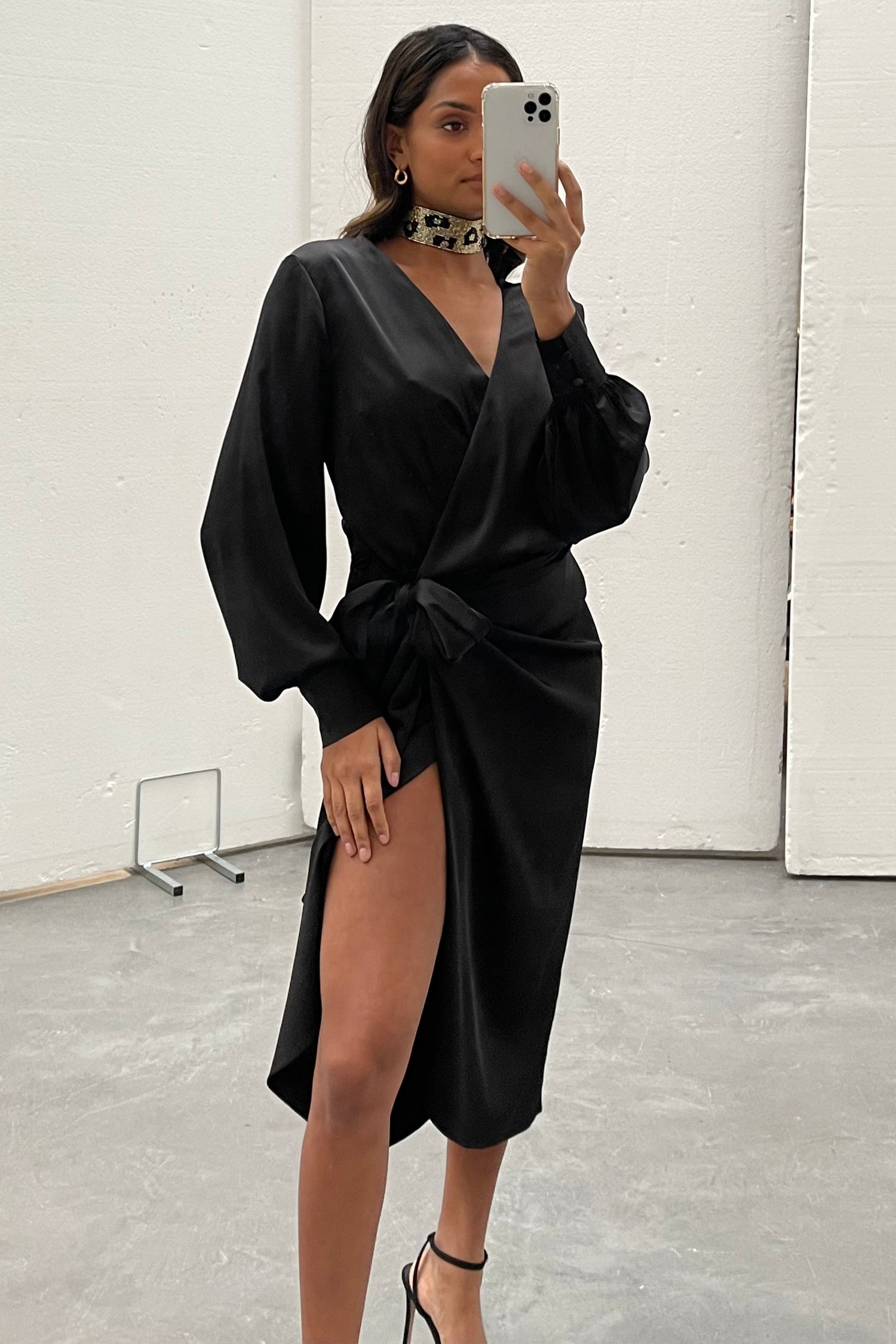 NEVER FULLY DRESSED Black Midi Vienna Dress