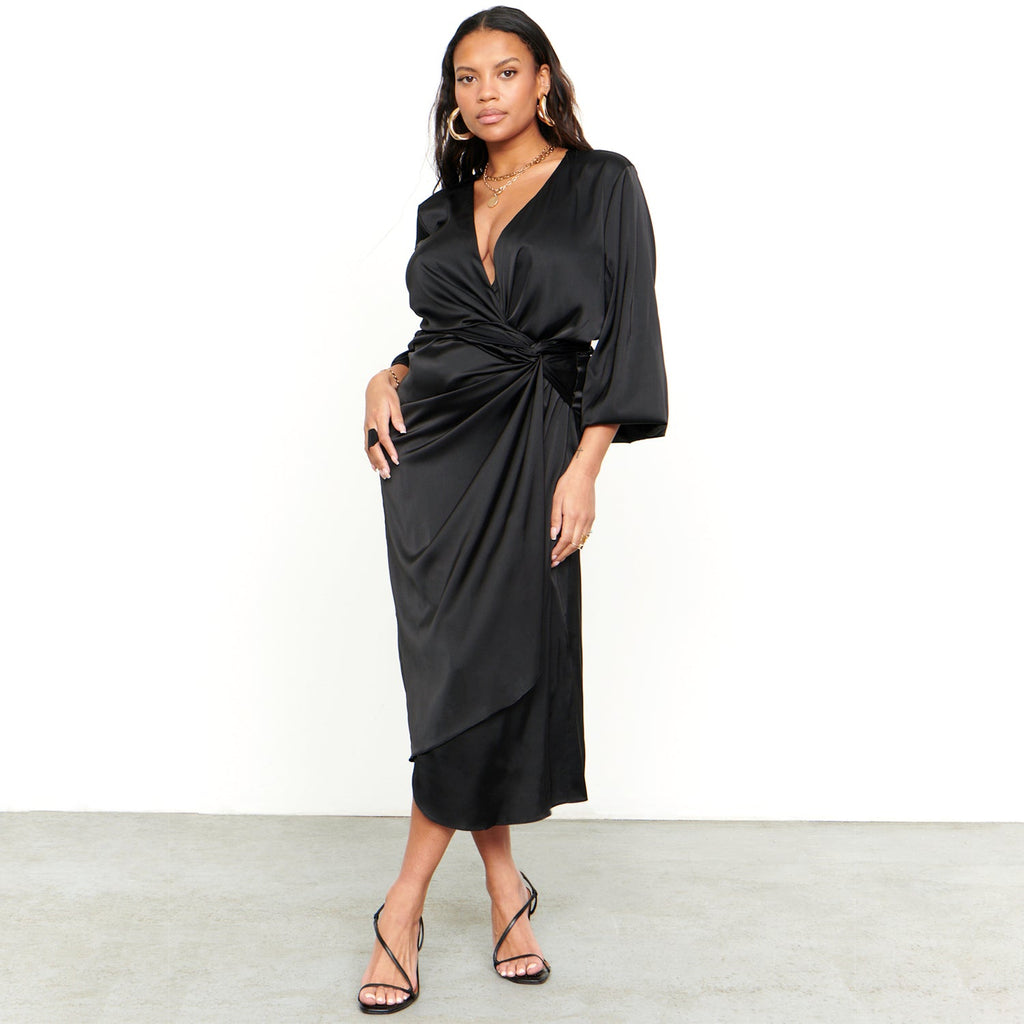 NEVER FULLY DRESSED Black Midi Vienna Dress