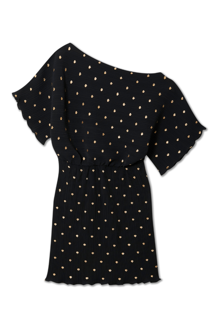 NEVER FULLY DRESSED Black Plisse Mini Tilly Dress