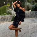 NEVER FULLY DRESSED Black Plisse Mini Tilly Dress