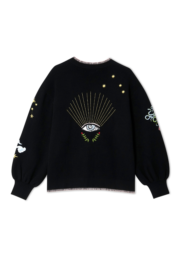 NEVER FULLY DRESSED Black Night Garden Knit Cardigan