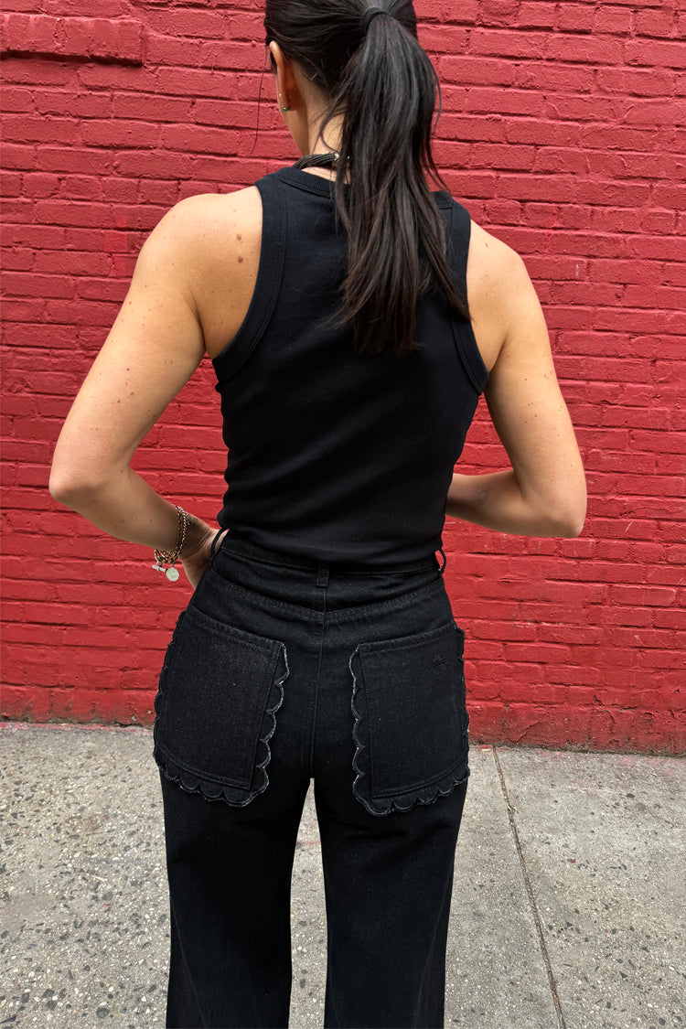 NEVER FULLY DRESSED Black Scallop Detail Jeans