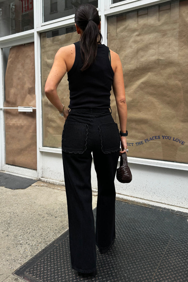 NEVER FULLY DRESSED Black Scallop Detail Jeans