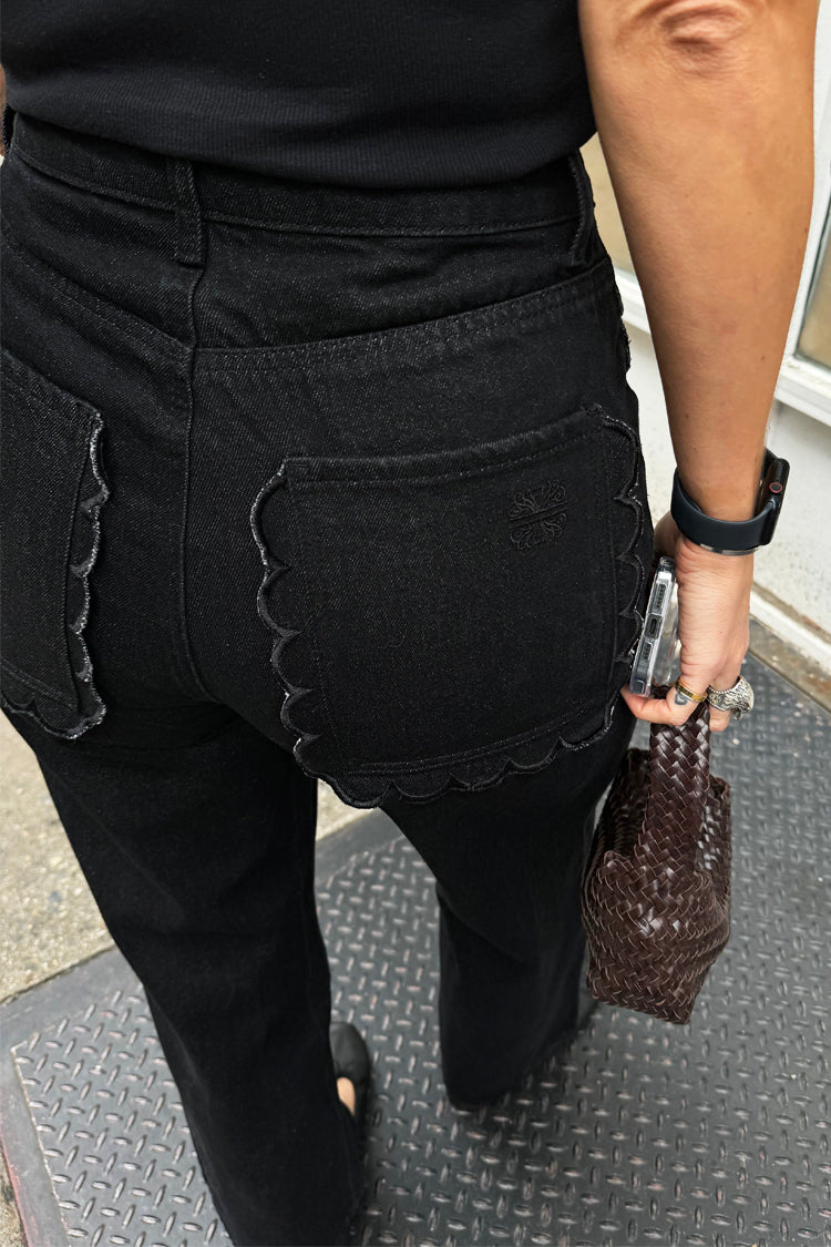 NEVER FULLY DRESSED Black Scallop Detail Jeans