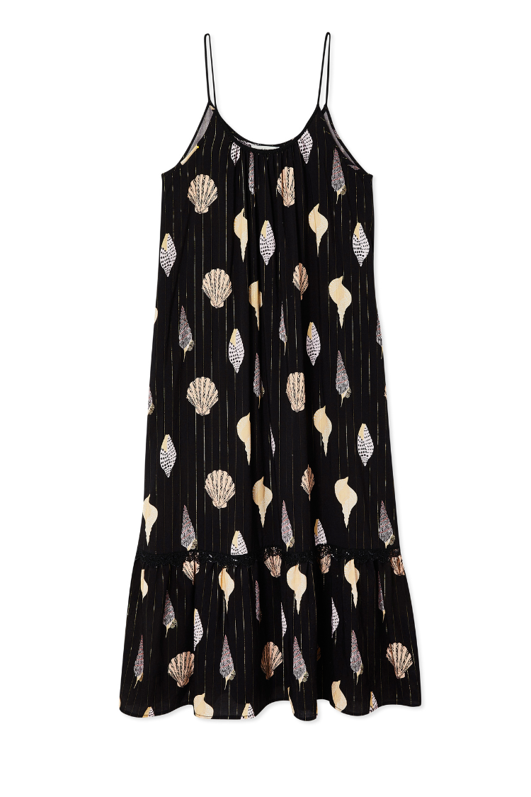NEVER FULLY DRESSED Black Shells Maxi Dress