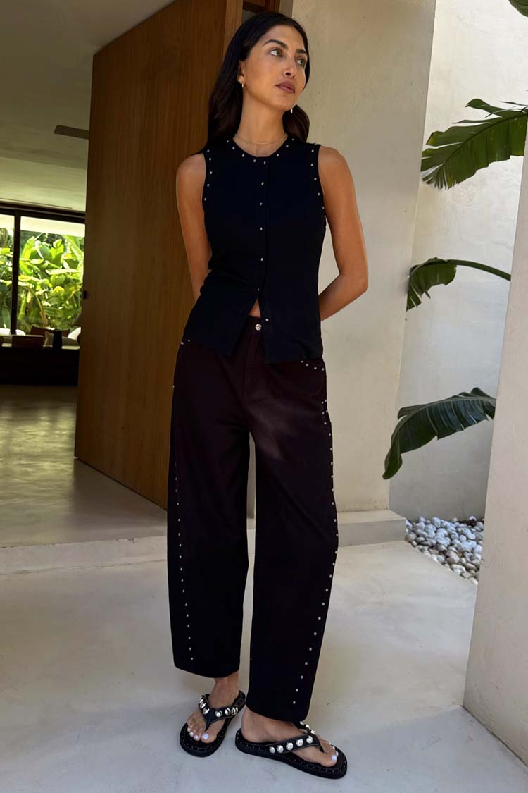 NEVER FULLY DRESSED Black Studded Barrel Jeans