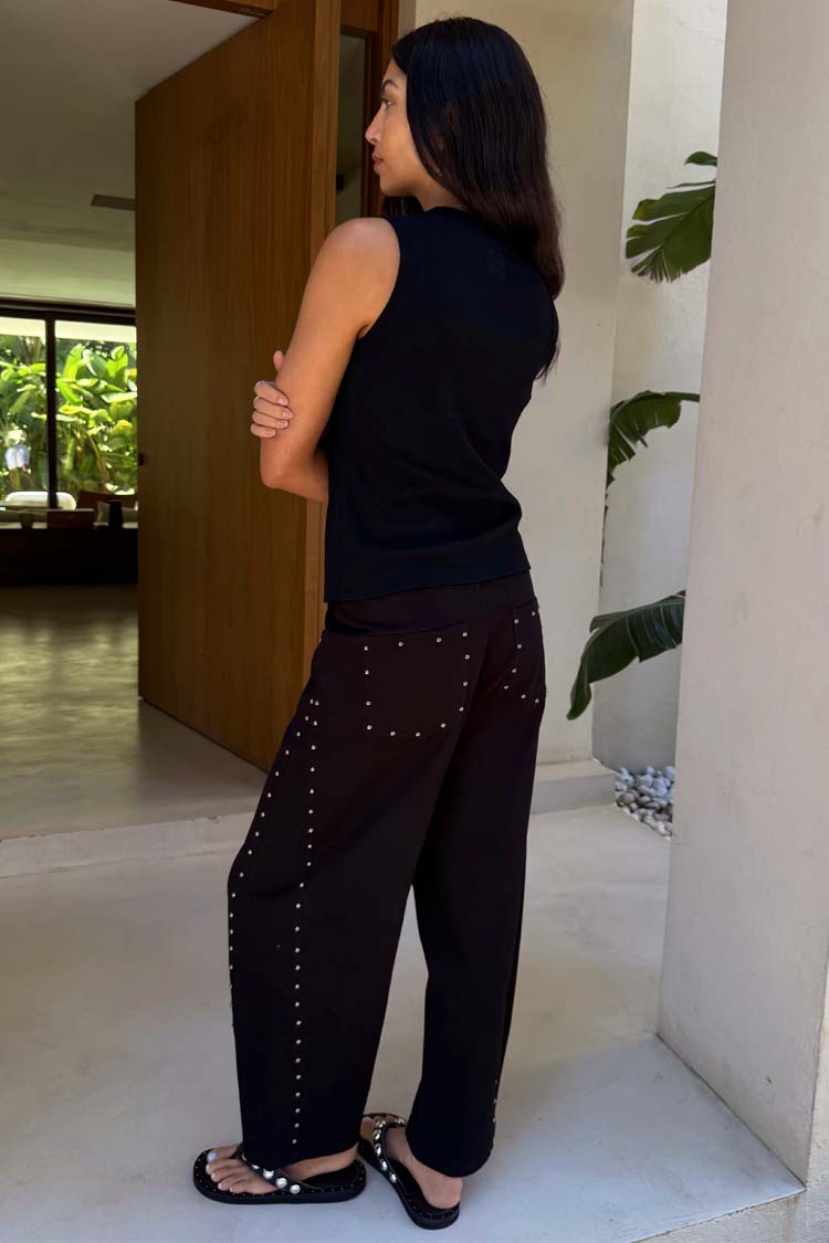 NEVER FULLY DRESSED Black Studded Barrel Jeans