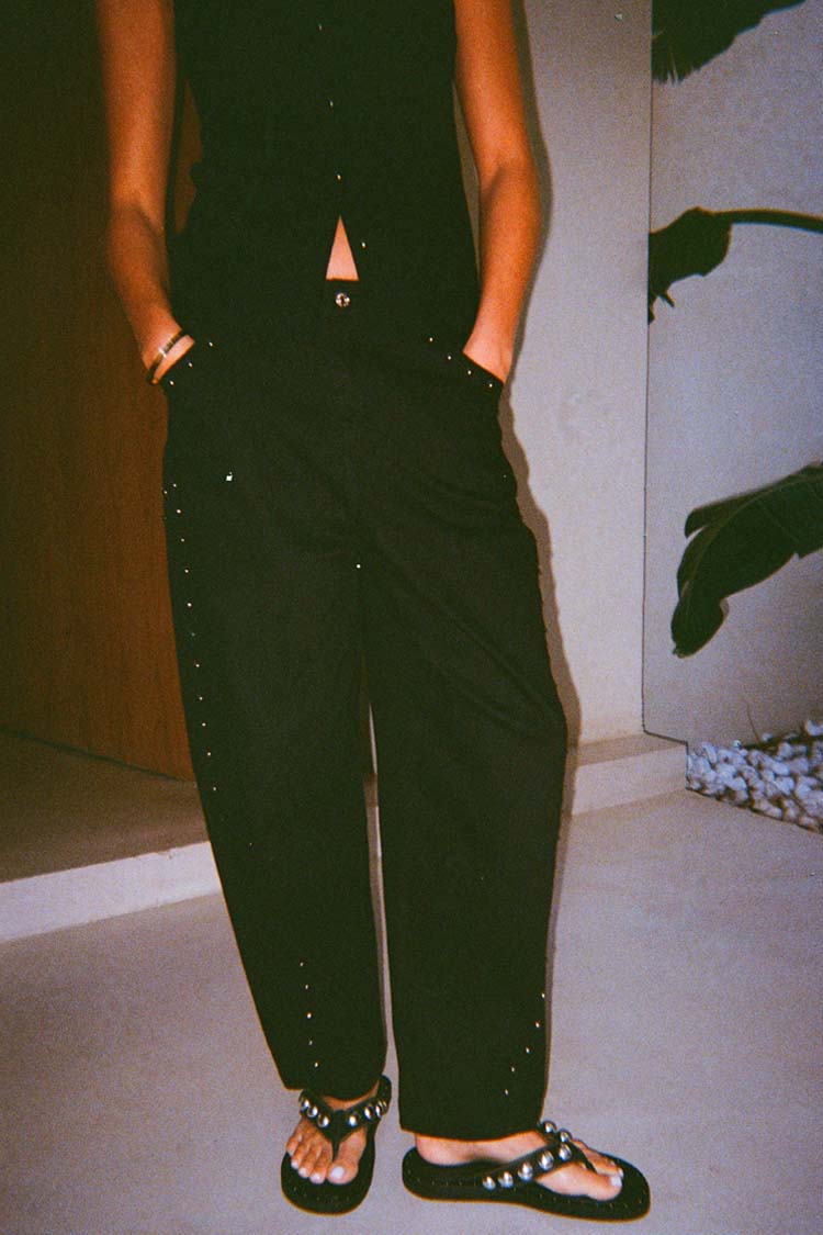 NEVER FULLY DRESSED Black Studded Barrel Jeans