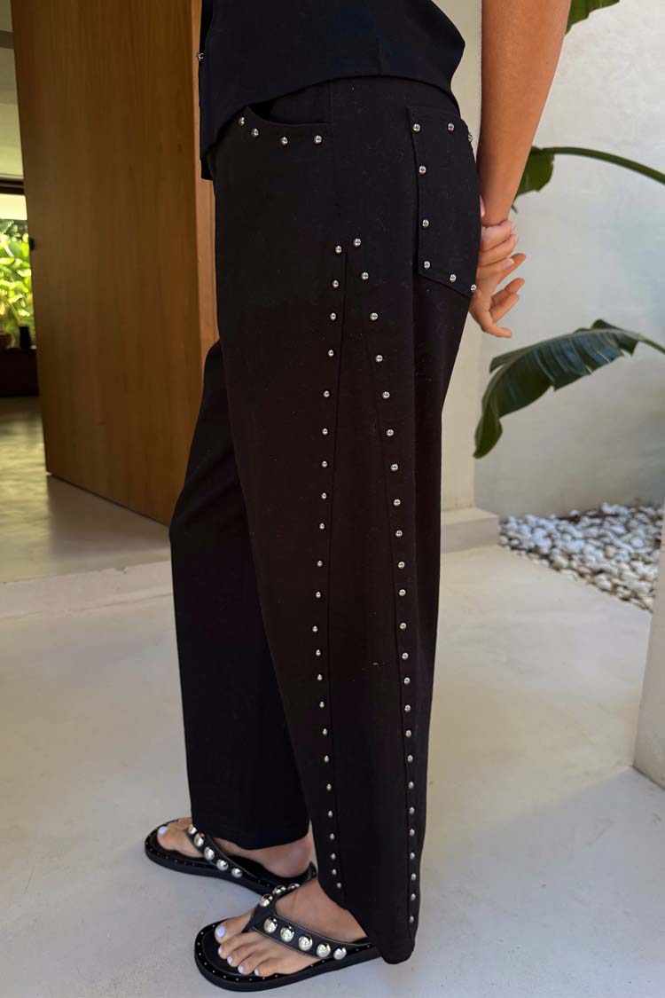 NEVER FULLY DRESSED Black Studded Barrel Jeans