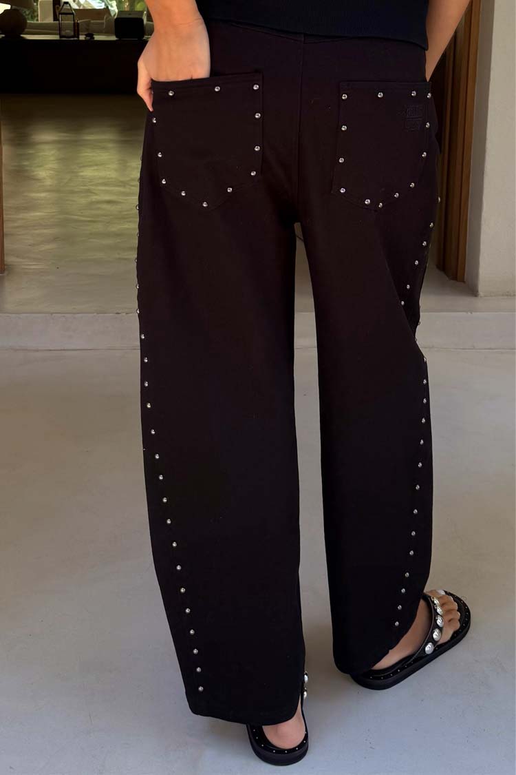 NEVER FULLY DRESSED Black Studded Barrel Jeans