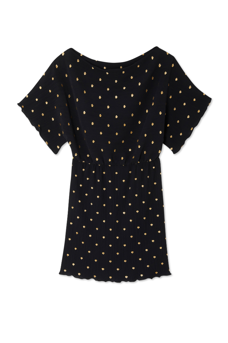 NEVER FULLY DRESSED Black Plisse Mini Tilly Dress