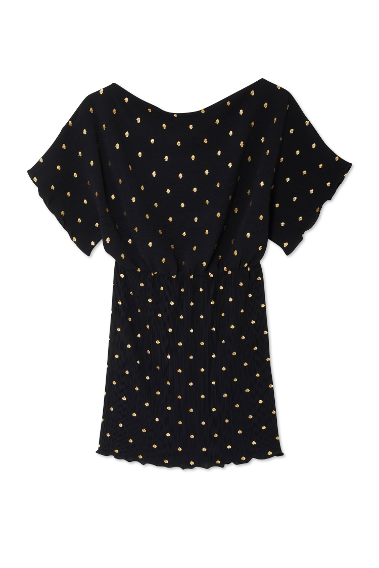 NEVER FULLY DRESSED Black Plisse Mini Tilly Dress
