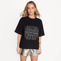 NEVER FULLY DRESSED Black Beaded Logo T-shirt