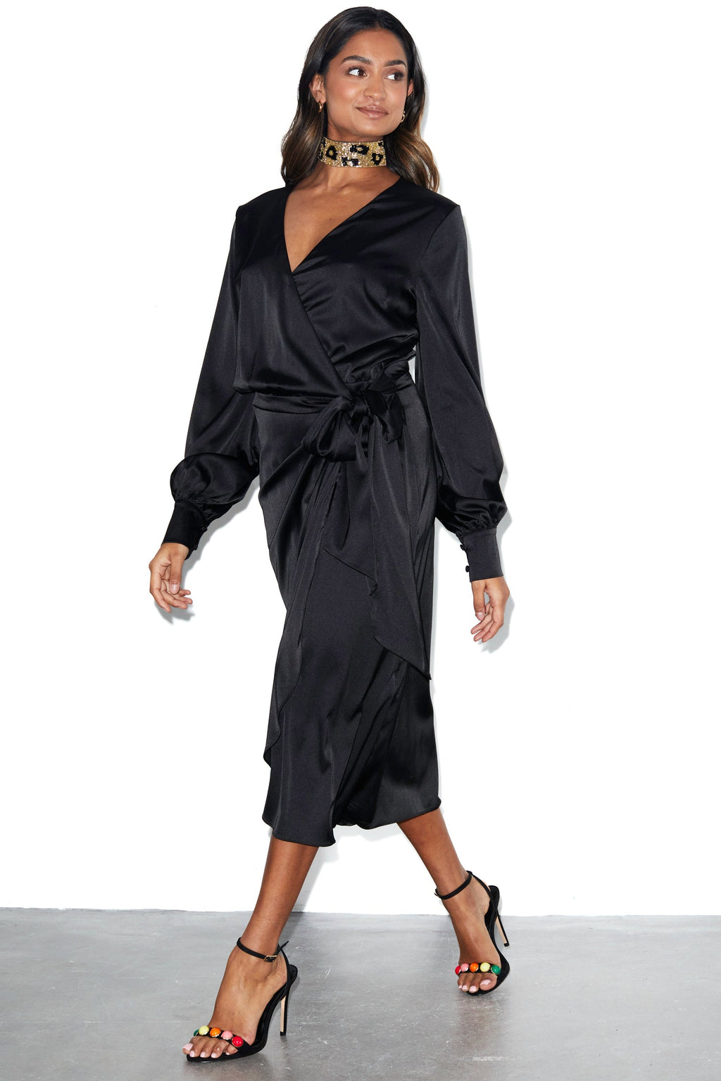 NEVER FULLY DRESSED Black Midi Vienna Dress