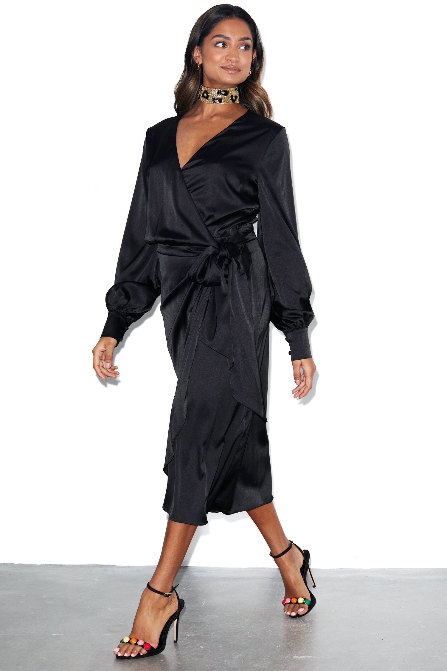 NEVER FULLY DRESSED Black Midi Vienna Dress
