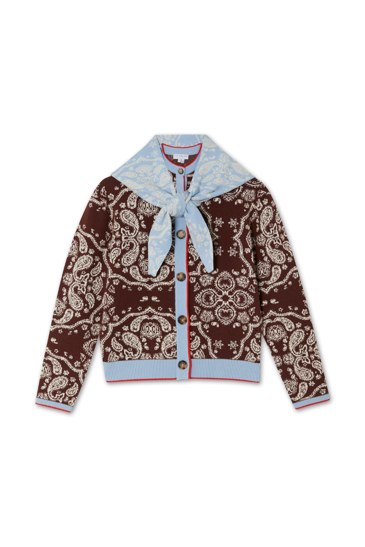 NEVER FULLY DRESSED Chocolate Bandana Holly Cardigan