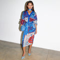  Blue Bandana Clash Jaspre Wrap Skirt