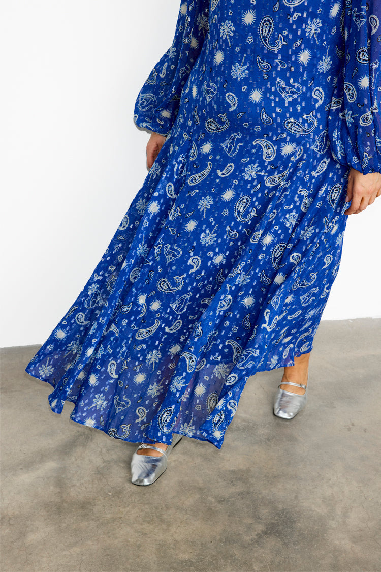 NEVER FULLY DRESSED Blue Running Wild Paisley Bibi Dress