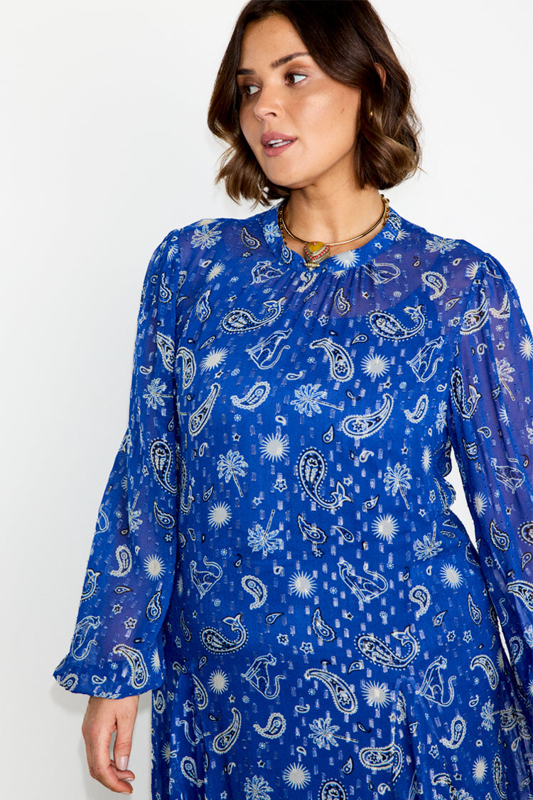 NEVER FULLY DRESSED Blue Running Wild Paisley Bibi Dress