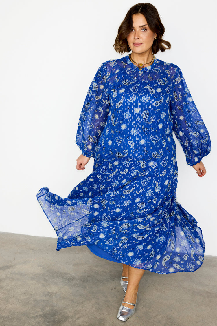 NEVER FULLY DRESSED Blue Running Wild Paisley Bibi Dress