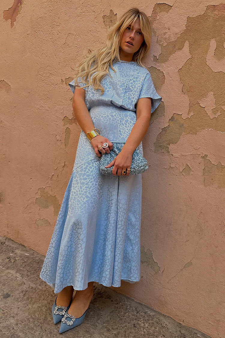NEVER FULLY DRESSED Ice Blue Jacquard Erin Dress