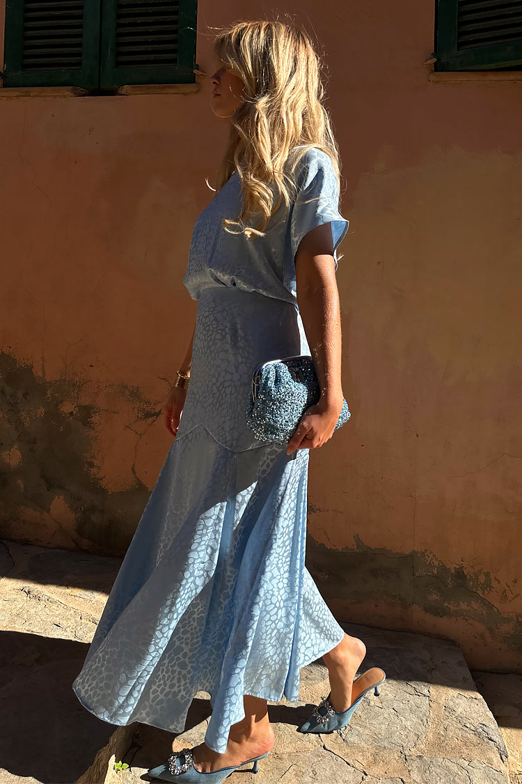 NEVER FULLY DRESSED Ice Blue Jacquard Erin Dress