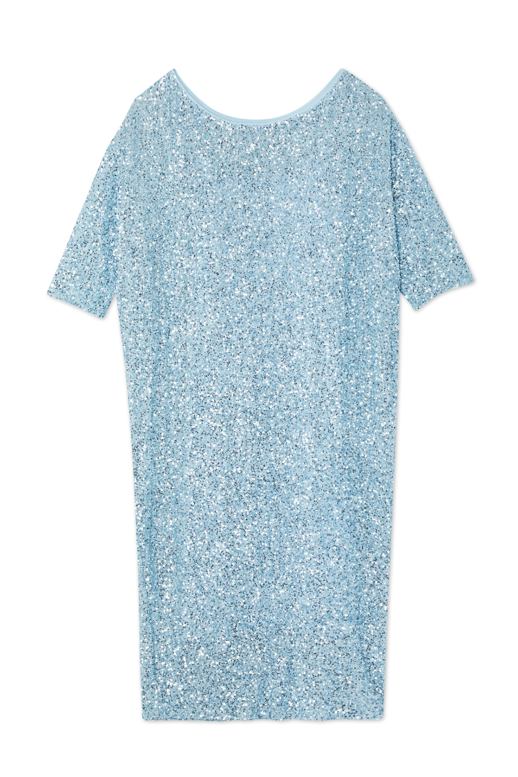 NEVER FULLY DRESSED Ice Blue Sequin Jem Dress
