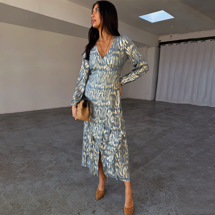  Blue Lottie Wrap Dress