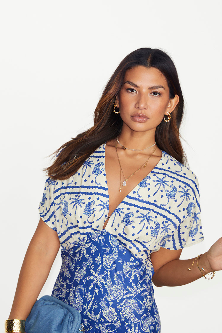 NEVER FULLY DRESSED Blue Mosaic Elodie Dress